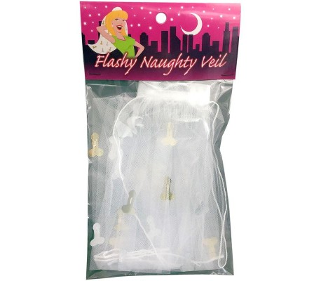 Velo de Novia con Detalles de Penes Dorado