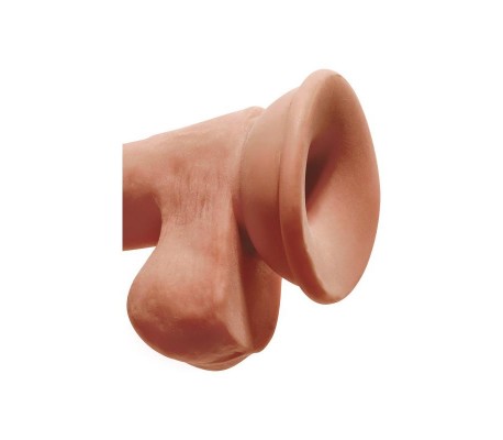Dildo Triple Densidad con Testículos 6.5 Caramelo