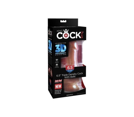 Dildo Triple Densidad con Testículos 6.5 Caramelo