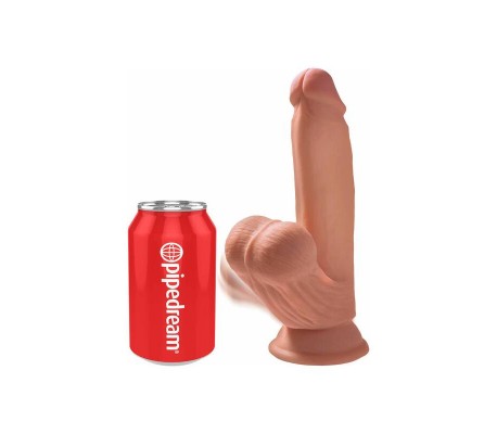 Dildo Triple Densidad Testículos Oscilantes 7 Caramelo