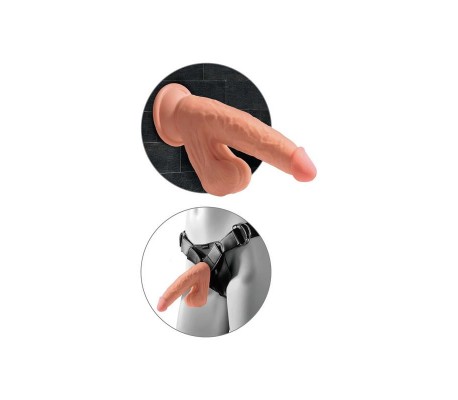 Dildo Triple Densidad Testículos Oscilantes 7 Caramelo