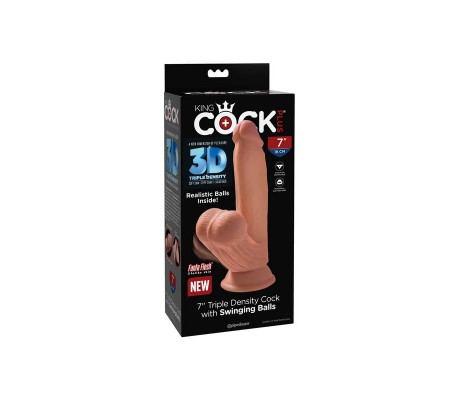 Dildo Triple Densidad Testículos Oscilantes 7 Caramelo