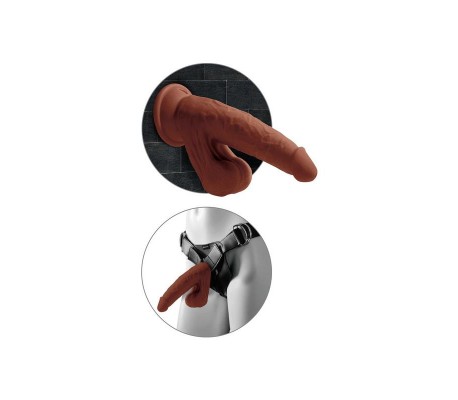 Dildo Triple Densidad Testículos Oscilantes 8 Caramelo