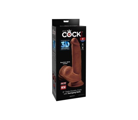 Dildo Triple Densidad Testículos Oscilantes 8 Caramelo