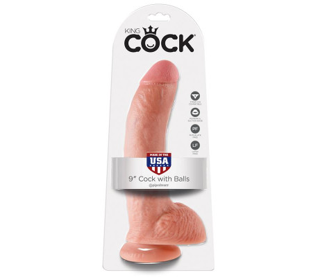 King Cock Pene con Testículos de 9 - Color Natural
