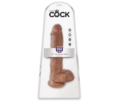 King Cock Pene con Testículos de 10 - Bronceado