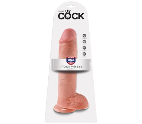 King Cock Pene con Testículos de 11 - Color Natural