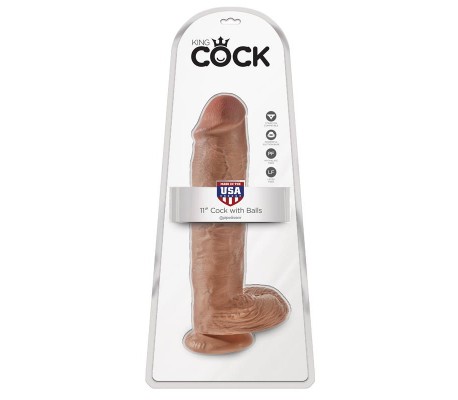 King Cock Pene con Testículos de 11 - Bronceado
