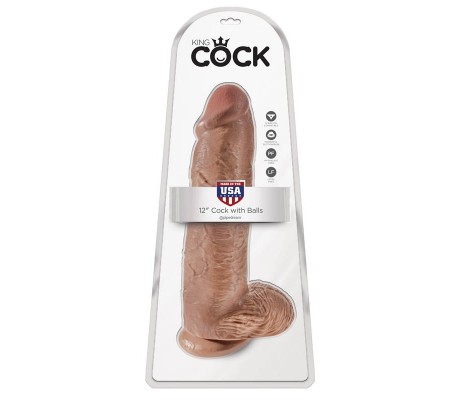 King Cock Pene con Testículos de 12 - Bronceado