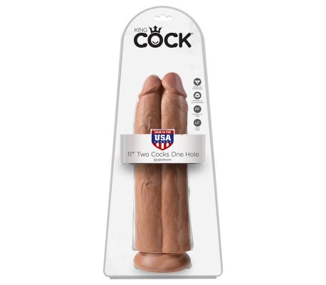 Pene Doble Two Cocks One Hole Bronceado 11