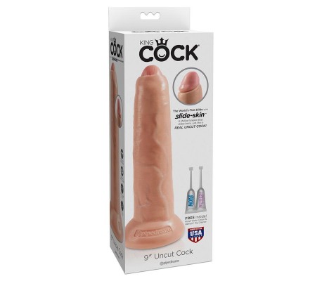 King Cock Dildo Realista con Glande Retractil Color Natural 9