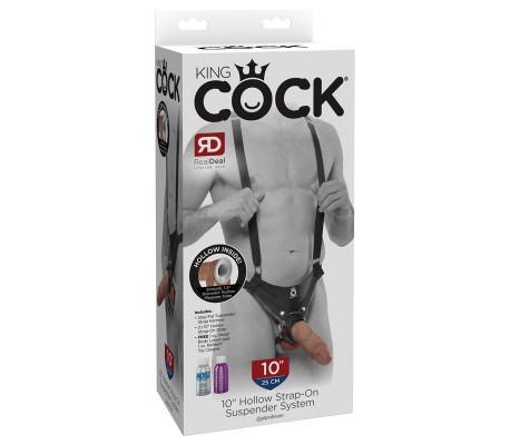 Arnés con Tirantes y Dildo Hueco 10 Bronceado