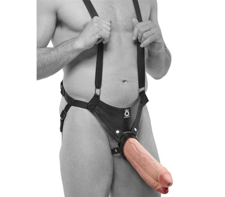 Arnés con Suspensiones y Dildo Doble Color Natural 11