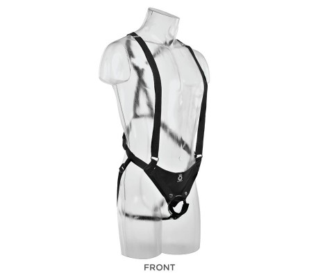 Arnés con Suspensiones y Dildo Doble Color Natural 11