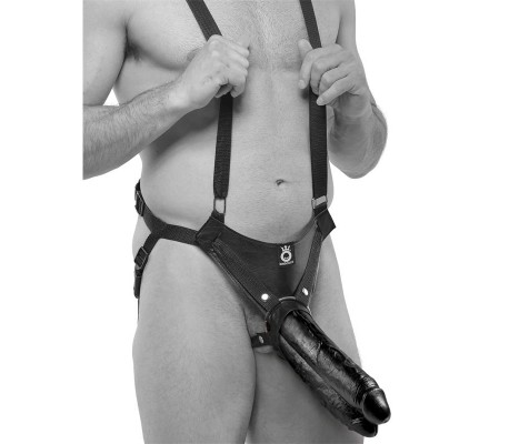 Arnés con Suspensión y Dildo Doble 11 - Color Negro