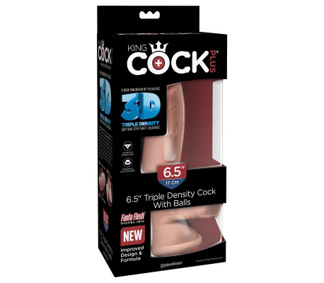 3D Dildo Triple Densidad con Testículos Plus 6.5 Natural