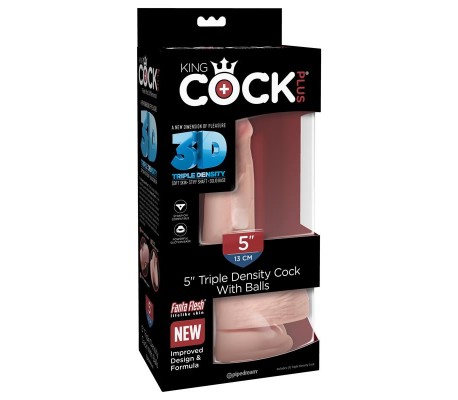 3D Dildo Triple Densidad con Testículos Plus 5 Natural