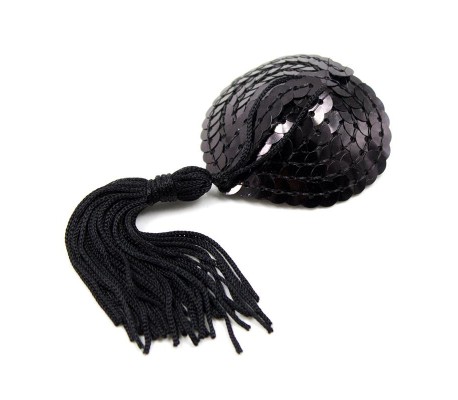 Pezoneras Autoadhesivas Forma de Corazón con Lentejuelas Negras