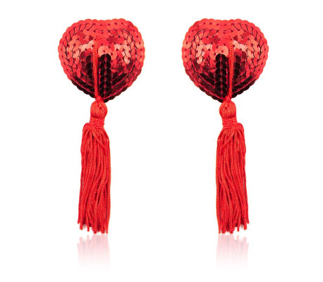 Pezoneras Forma Corazón Autoadhesivas con Lentejuelas Rojo