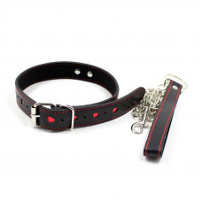 Collar con Cadena de Metal Negro/Rojo