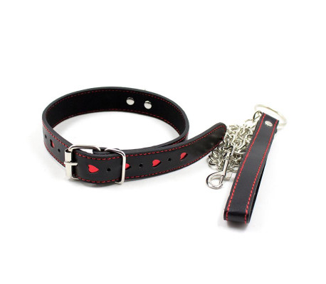 Collar con Cadena de Metal Negro/Rojo
