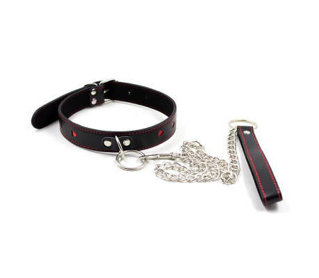 Collar con Cadena de Metal Negro/Rojo