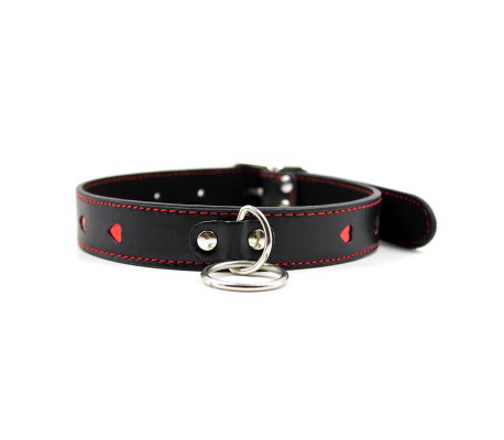Collar con Cadena de Metal Negro/Rojo