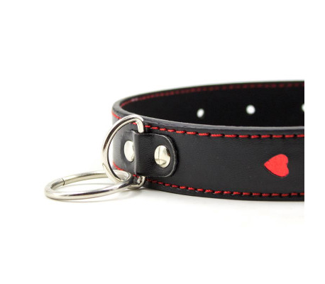 Collar con Cadena de Metal Negro/Rojo