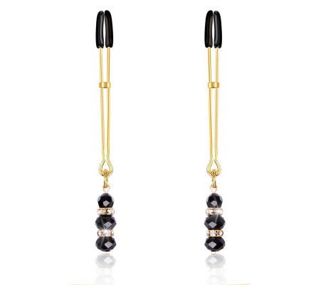 Pinzas para Pezones con Bolas de Cristal Dorado
