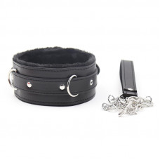 Collar con Correa de Metal Negro