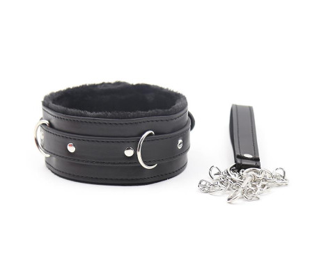Collar con Correa de Metal Negro