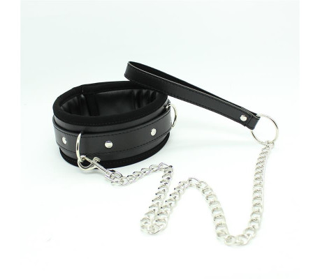 Collar con Correa de Metal e Interior Acolchado Negro