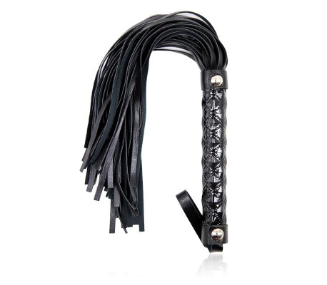Flogger Patrón de Diamante y Mango de Metal 39 cm Negro