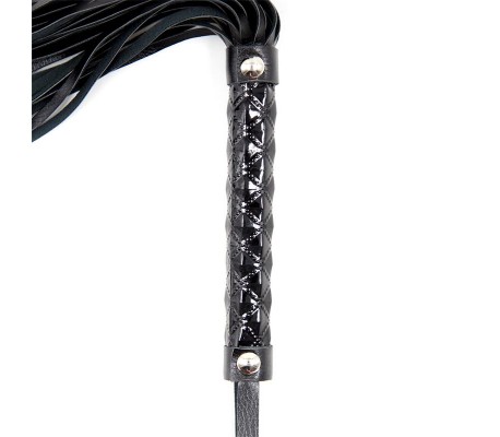 Flogger Patrón de Diamante y Mango de Metal 39 cm Negro