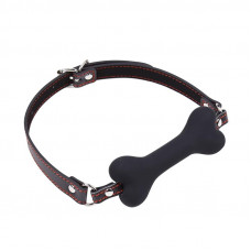 Mordaza Forma de Hueso Silicona 12 cm Negro