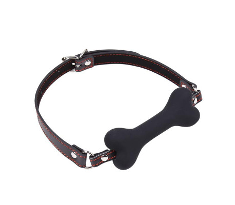 Mordaza Forma de Hueso Silicona 12 cm Negro
