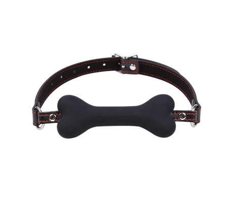 Mordaza Forma de Hueso Silicona 12 cm Negro