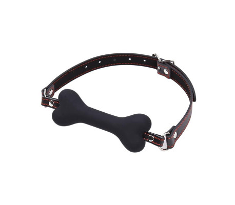 Mordaza Forma de Hueso Silicona 12 cm Negro