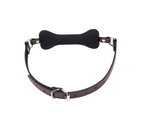 Mordaza Forma de Hueso Silicona 12 cm Negro