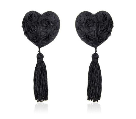 Pezoneras con Encaje y Patrón Floral Negro