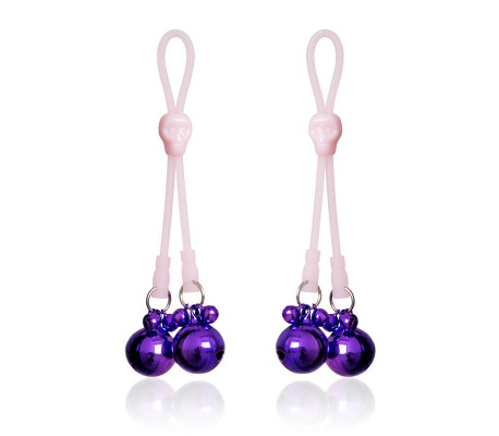 Pinzas Pezones Calaberas y Cascabeles Silicona y Metal Rosa/Púrpura