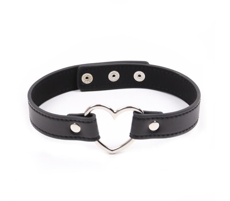 Collar con Aro en Forma de Corazón Ajustable 41,5 cm Negro