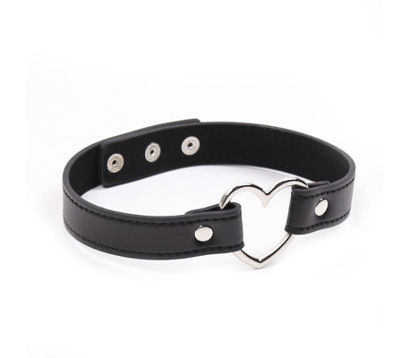 Collar con Aro en Forma de Corazón Ajustable 41,5 cm Negro