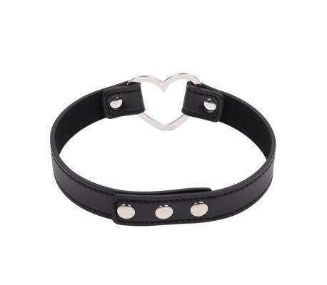 Collar con Aro en Forma de Corazón Ajustable 41,5 cm Negro
