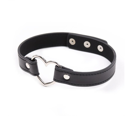 Collar con Aro en Forma de Corazón Ajustable 41,5 cm Negro
