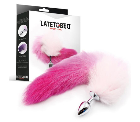 Plug Anal con Cola de Zorro Rosa y Blanca Talla S