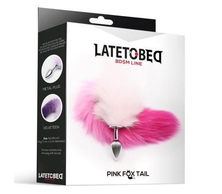 Plug Anal con Cola de Zorro Rosa y Blanca Talla S