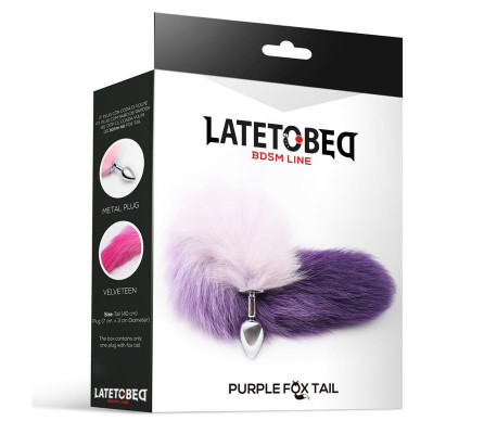 Plug Anal con Cola de Zorro Púrpura y Blanco Talla S