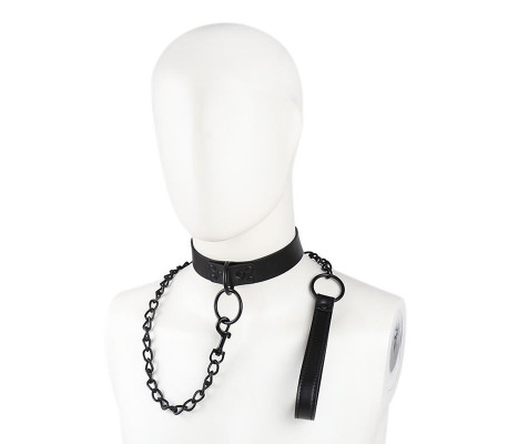 Collar con Correa Negro