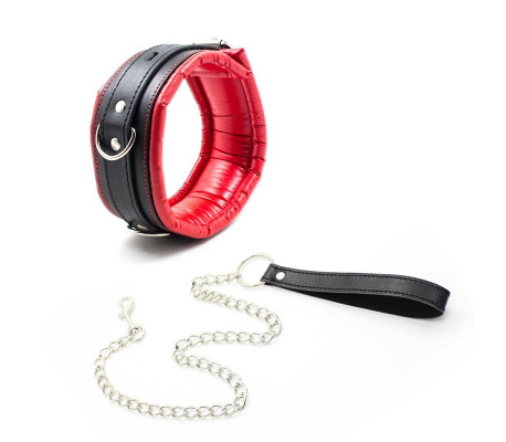 Collar con Correa de Metal e Interior Acolchado Negro/Rojo
